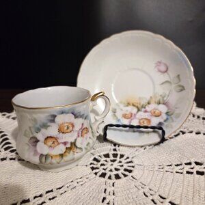 Vintage Lefton China Magnolia Pattern Cup and Saucer